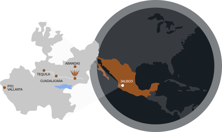 Mapa zona de producción Casa Loy Tequilera